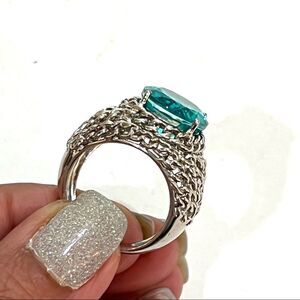 Aqua Blue Topaz Sterling Silver 925 Ring Size 7.25